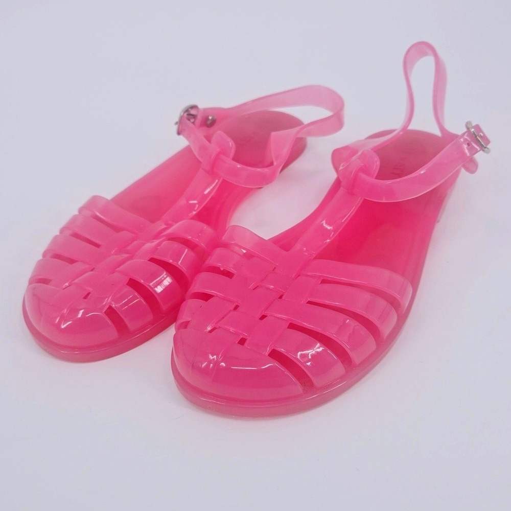 Old Navy Pink Jelly Fisherman Sandals Girls Size 4 Heart Sole Y2K Barbiecore
